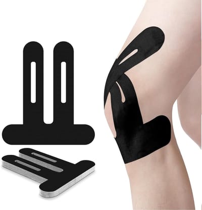 10 stuks voorgesneden kinesiologietape - Geschikt voor knieën en spieren - Professionele kinesiologietape voor hardlopen, wandelen en marathons - Ademende en zweetbestendige sporttape - 22x25cm - zwart