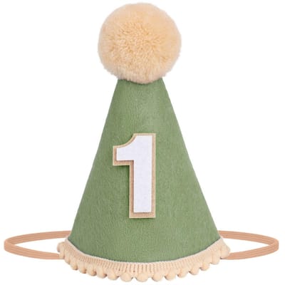 Dailygoods- Babyhoedje Lichtgewicht - Verjaardagshoed - Hoofddekselversiering - Cake Smash Fotoprops - Pompons - Geschikt voor Meisjes/Jongens - Verjaardagsmuts