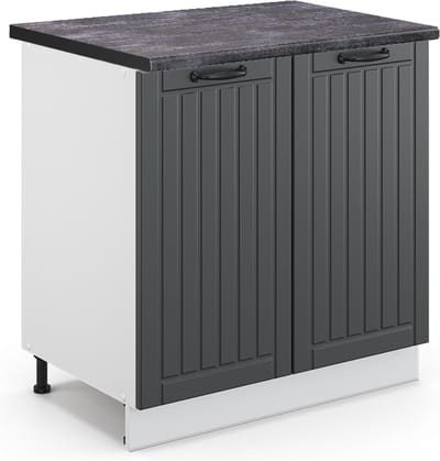 Vicco Keukenonderkast Fame-Line, Donkergrijs/Wit, 80 cm antraciet werkblad