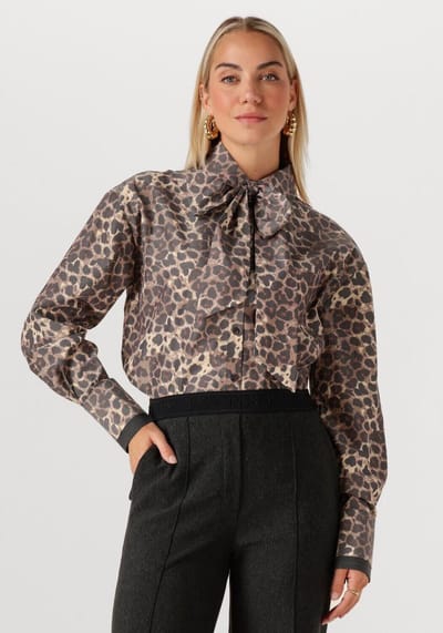 Jansen Amsterdam Kessa Blouse Wa 738 Necktie Dames - Jurken - Bruin - Maat 34