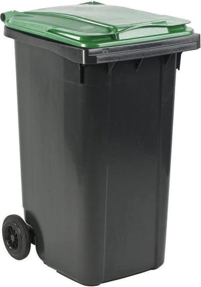Container 240 liter grijs met groen deksel
