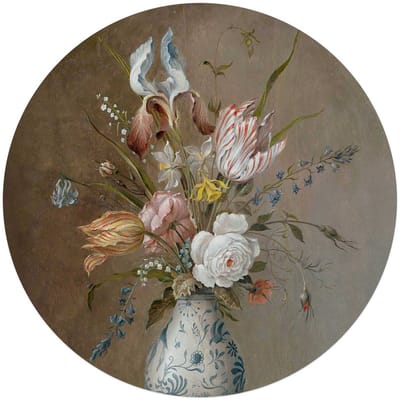 Glasschilderij Van der Ast - Stilleven vaas met bloemen - Ø 70 - Glas - REINDERS