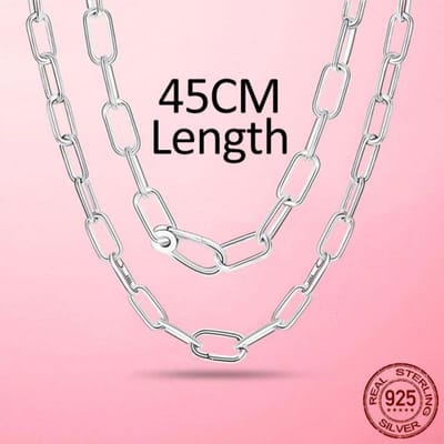Collier Chaîne Me Argent Sterling 925 Collier Chaîne à Maillons pour Femmes Me Breloques Collier Chaîne Bijoux Fins 45CM 50CM white