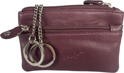 Mini Portemonnee – Bordeaux Rood - Soepel Leer - Sleuteletui met rits – Portemonnee Dames Klein - Arrigo