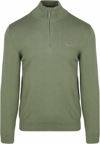 Gant Half Zip Trui Groen - Maat M - Heren - Schipperstrui