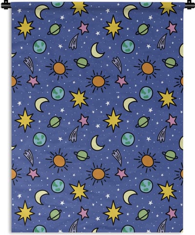Wandkleed - Wanddoek - Planeten - Sterren - Design - 150x200 cm - Wandtapijt