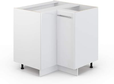 Moderne Hoekonderkast voor Keuken in Wit Hoogglans