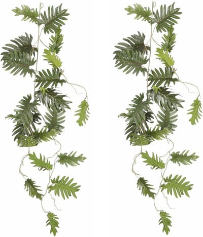 Mica Decoration kunstplant slinger Philodendron Selloum - 2x - groen - 115 cm - Kamerplant snoer
