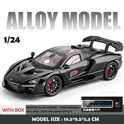 Simulation1:Modèle de Super Voiture Senna en Alliage Échelle 1/24 Avec Son Lumière Enfant Garçon Véhicule Jouet Moulé sous Pression Cadeau Collection Miniature