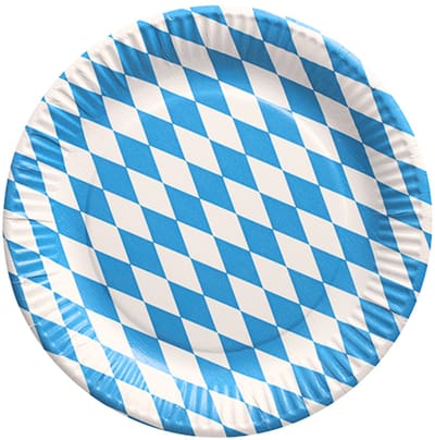 Borden, karton rond Ø 23 cm "Beiers blauw" (50 stuks) Oktoberfeest