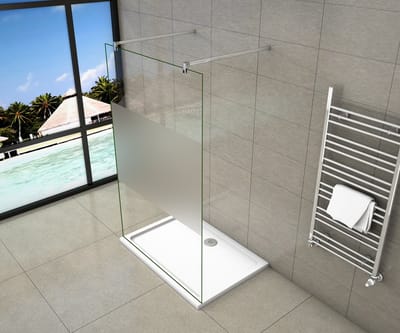 Serie Chrysant - Inloopdouche/ Douchewand - 70x200 - Chroom - Antikalk - 8mm Semi Gesatineerd Veiligheidsglas - Vrijstaand
