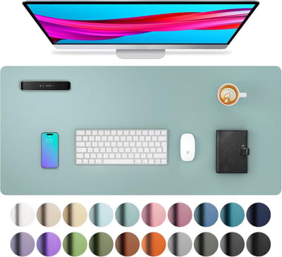 Famanu - synthetisch materiaal bureaulegger, muismat, antislip PU-synthetisch materiaal bureau-vloeipapier, laptop bureaublad, waterdicht bureau-schrijfblok voor kantoor en thuiswerk (80cm x 40cm, Lichtblauw)
