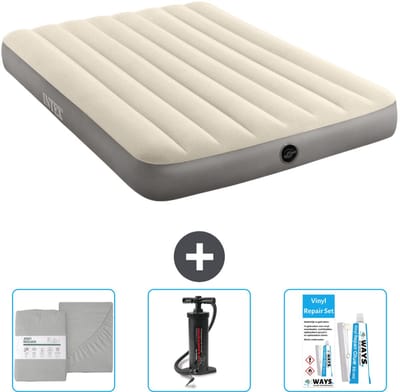 Intex Luchtbed - Twijfelaar - 137 x 191 x 25 cm - Beige - Inclusief Hoeslaken - Pomp en Reparatieset