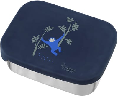 Fresk Lunchbox voor kinderen – Brooddoos – Broodtrommel Meisje – RVS – 2 vakken - Blauw - Monkey