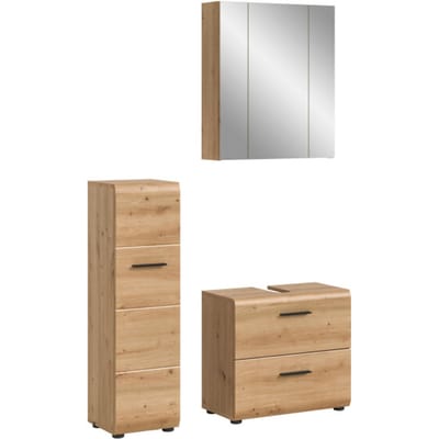 Moderne badcombinatie met spiegelkast en wastafel - 3-delige set in artisan oak - 105x185x30cm
