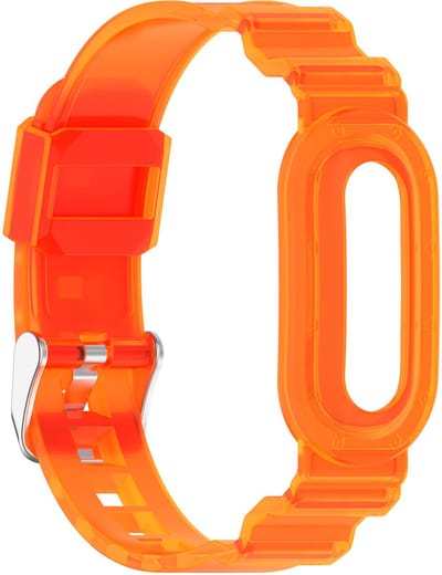 Stravo Transparant TPU Band Fitbit Air – Zacht bandje met geïntegreerde beschermhoes – Geschikt voor Fitbit Air – Transparant Oranje