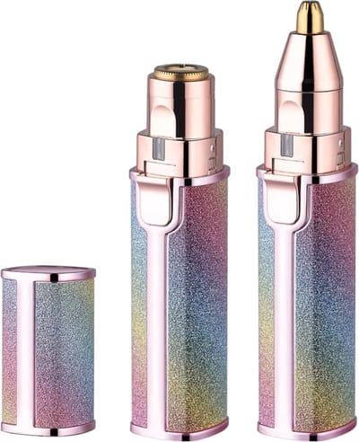 Oplaadbare 2in1 Elektrische Beauty Trimmer - Oor en Neushaar Trimmer - Gezicht en Lichaamshaar Trimmer - Pijnloze Persoonlijke Verzorging voor Dames - Glimmend Lippenstiftvorm -