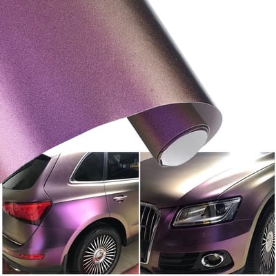 Paarse Matte Metallic Auto Folie, Chameleon Car Wrapping Foil, Zelfklevende Waterdichte Tuning Folie voor Auto, Motor en Fiets (30 x 152 cm)