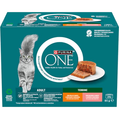 Gemengde verpakking (24 x 85 g) PURINA ONE Adult Terrine nat kattenvoer