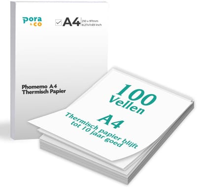 Pora&Co - Phomemo® A4 Papier - Papier voor Printers - 100 Vellen - Sneldrogend - Thermische Printer Papier