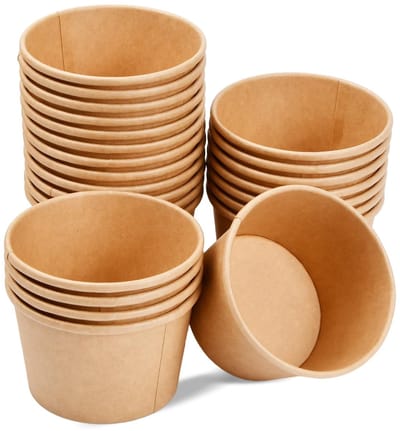 Dailygoods- Soepbekers 50 stuks - Composteerbare Bekers - Kraftpapier - Lichtgewicht - 230ml - Geschikt voor Soep/Salade - Wegwerpbekers