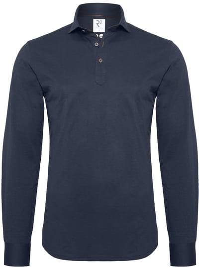 R2 Long Sleeve Polo Jersey Donkerblauw (navy) - Maat 3XL - Heren - Longsleeve polo