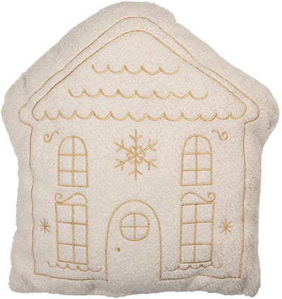 Clayre & Eef Sierkussen Huis 45x40x10 cm Wit Polyester Kerst