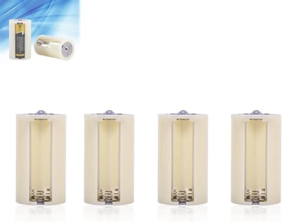 Allecto - Batterijconverter - 3 AA naar D-batterij - 4 Stuks - Wit - Batterijhouder - Ideaal voor diverse apparaten - Geschikt voor thuisgebruik