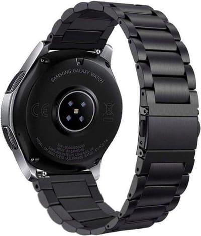YONO Smartwatch Bandje 20mm - geschikt voor Samsung Galaxy Watch 7 6 5 4 - Classic - Huawei - Garmin Vivoactive 5/6 - RVS Schakel - Zwart