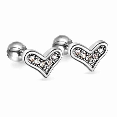 WeLoveSilver - hartvormige oorstekers - chirurgisch staal - kristallen - 6x6 mm
