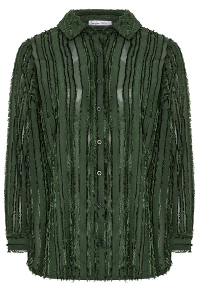 Yours London Groen Getextureerde Jacquard Blouse Met Strepen Size 38