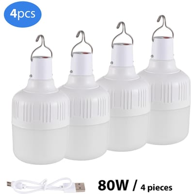 9 stuks noodverlichtingslampen 40W oplaadbare LED-lamp met haak 5 versnellingen instelbare energie 80W 4Pcs wit