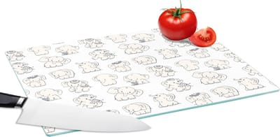 Glazen Snijplank - 39x28 - Olifant - Patroon - Baby - Snijplanken Glas