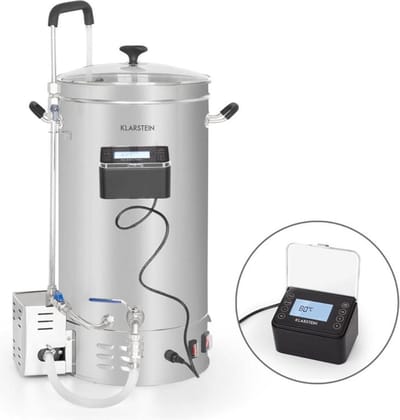 Klarstein Bierbrouwset, Bierbrouwinstallatie, Maischketel voor bier brouwen, Bier-zelfbrouwset, Brouwketel circulatiepomp, Touch-paneel, Timer, Roestvrij staal, 2500 W, Gistvat 30 L