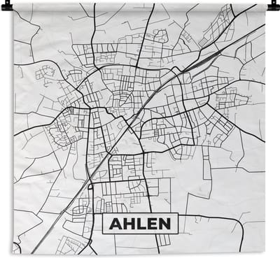 Wandkleed - Wanddoek - Plattegrond - Ahlen - Kaart - Stadskaart - 180x180 cm - Wandtapijt