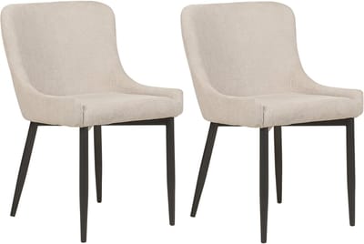 EVERLY - Eetkamerstoel set van 2 - Lichtbeige - Polyester