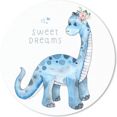 Muismat rond 20x20 cm - Mousepad Kinderkamer - Sweet Dreams - Dinosaurus - Jongens - Kind - Kinderen - Ronde muismatten