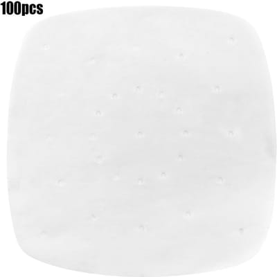 7,5 inch geperforeerde vierkante stoompapieren bakjes voor het stomen in de airfryer(Wit) White