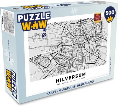 Puzzel Kaart - Hilversum - Nederland - Legpuzzel - Puzzel 500 stukjes