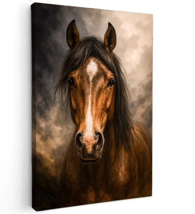 Canvas Schilderij Koninklijk Paard - 90x60 cm - Muurdecoratie woonkamer - Slaapkamer decoratie - Kamer accessoires - Schilderijen op canvas