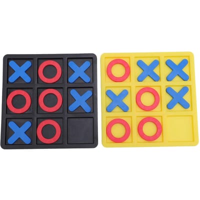 2 Sets XO Bordspel Plastic Klassiek XO Schaken Bordspel Binnen Feestspel met X en O Stukken voor yellow