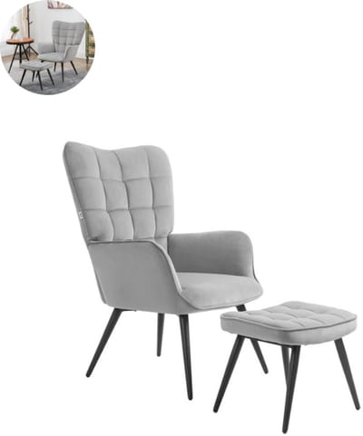 Fauteuil - Relaxzetel - Relaxstoel - Relaxfauteuil - Stoel - Met armleuning - Met voetenbank - Voor één Persoon - Lichtgrijs