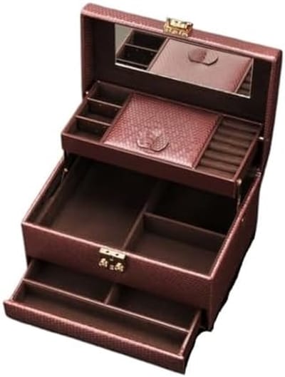 Sieradendoos organizer - Juwelendoos opberger - Sieraden opbergen - Met spiegel en slot - 22 x 17 x 13 cm