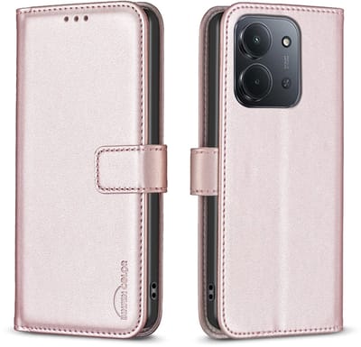BINFEN Hoesje - Geschikt voor Xiaomi Redmi 15C Hoesje - BINFEN Color Book Case - Rose Gold