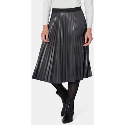 Plissérok in metallic look - antraciet / grijs - Gr. 42 van Goldner Fashion