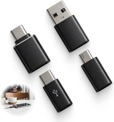 Set van 4 USB C Adapters, Geschikt voor USB A en Micro USB, Ideaal voor Gegevensoverdracht en Opladen, Compact voor Reizen en Kantoor