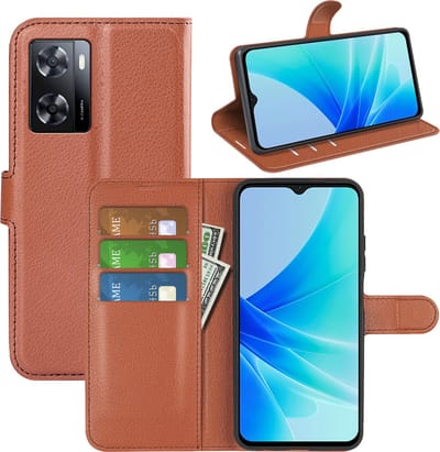 MobyDefend Hoesje - Geschikt voor Oppo A57 / A57s / A77 - Kunstleren Wallet Book Case (Sluiting Voorkant) - Bruin