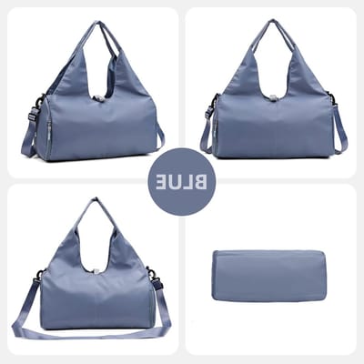 Waterdichte Sporttas voor Yoga met Schoencompartiment en Natvak, Ruime Gymtas voor Yoga Matten en Accessoires, Ideaal voor Vrouwen (Blauw)