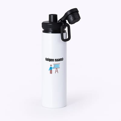 Hacebo® - docent met checklist met eigen naam waterfles met draaidop zwart - Docent - meesters of juffen - collega's - verjaardag - afscheidscadeau - geschenk - kado - water fles - 850ML