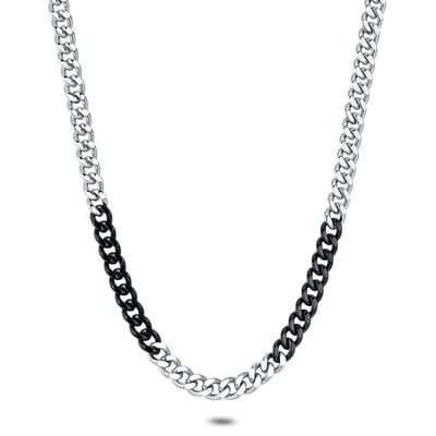 Twice As Nice Halsketting in edelstaal, gourmet, zwart 50cm